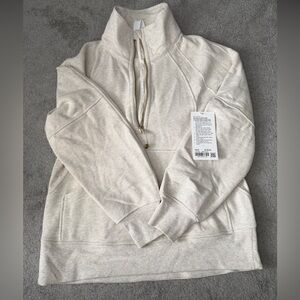 NWT Lululemon Scuba Oversized Funnel-Neck Half Zip *Long Heathered Bone/Gold